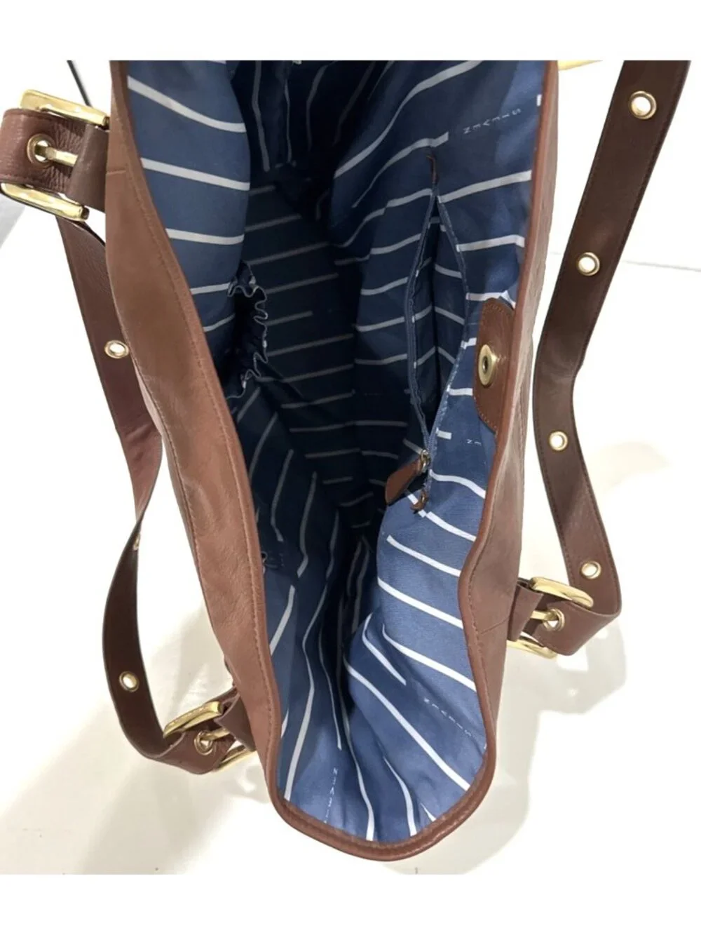 Steven by Steve Madden Brown Leather Shoulder Bag Purse Gold Tone Grommet